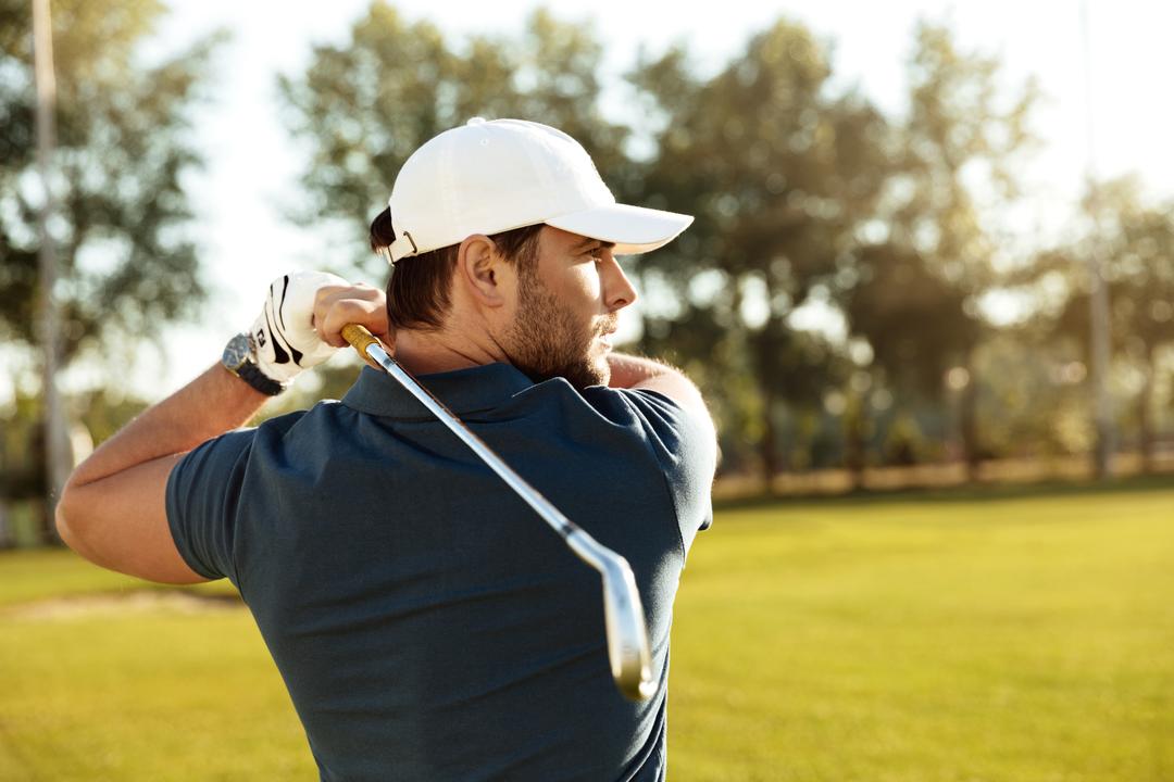 A man golfing