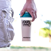 Hand Holding KetoChow In Blender Bottle