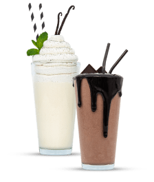 two shakes, vanilla and chocolate