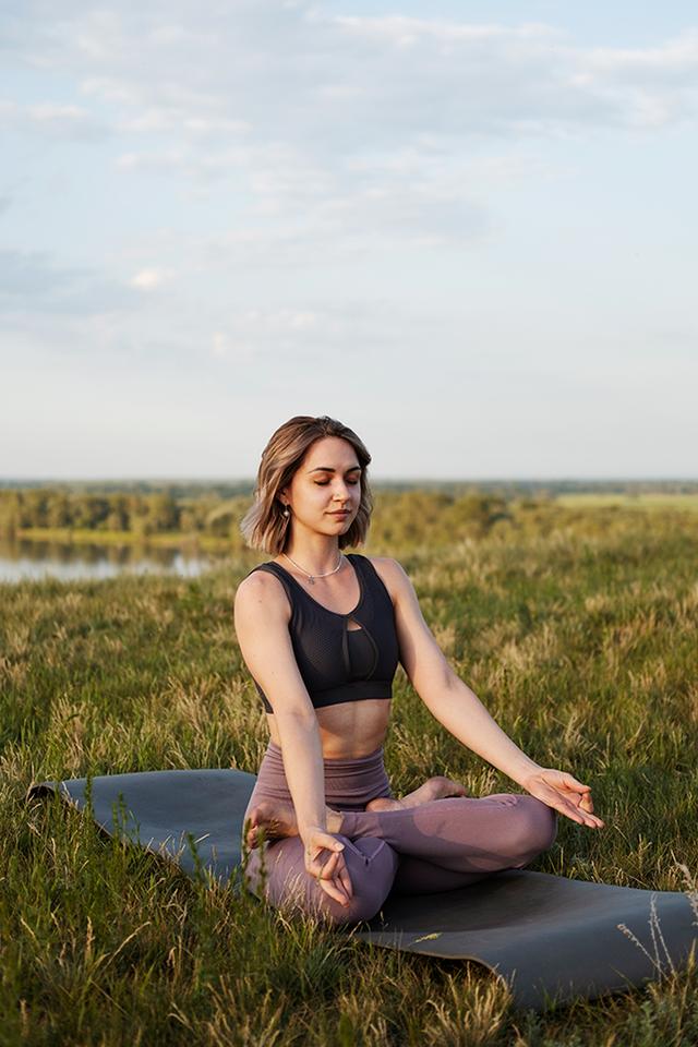 A woman meditating