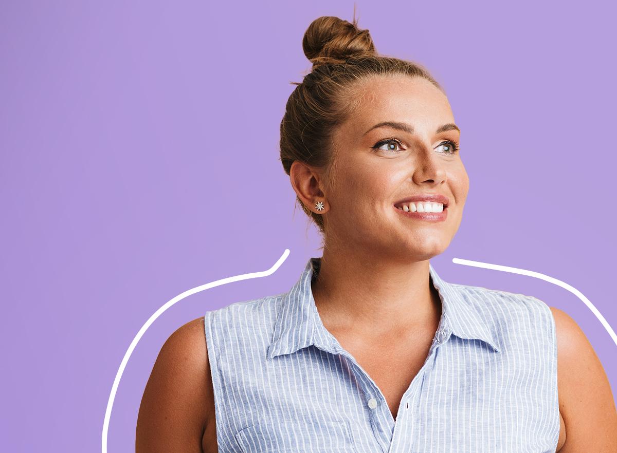 a woman smiling