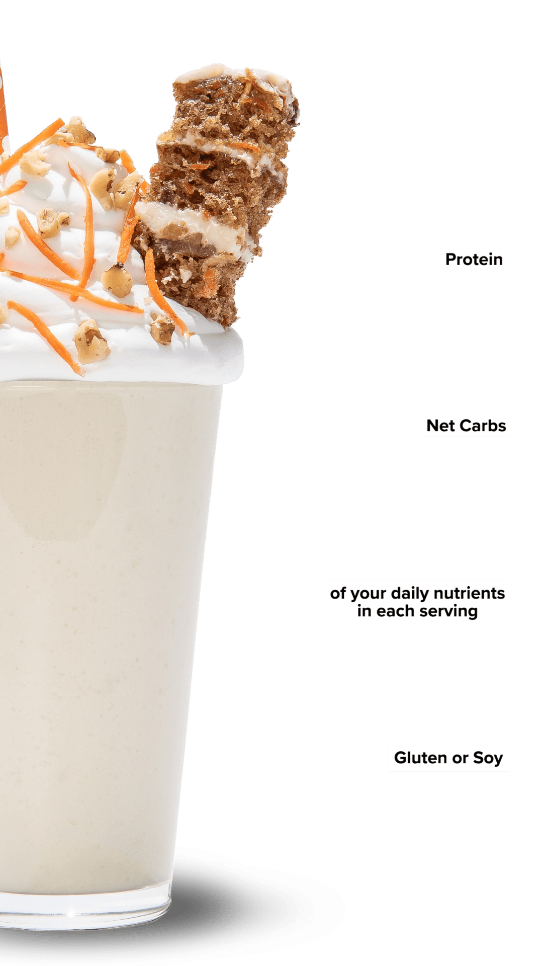 Keto Chow Carrot Cake shake with macro information