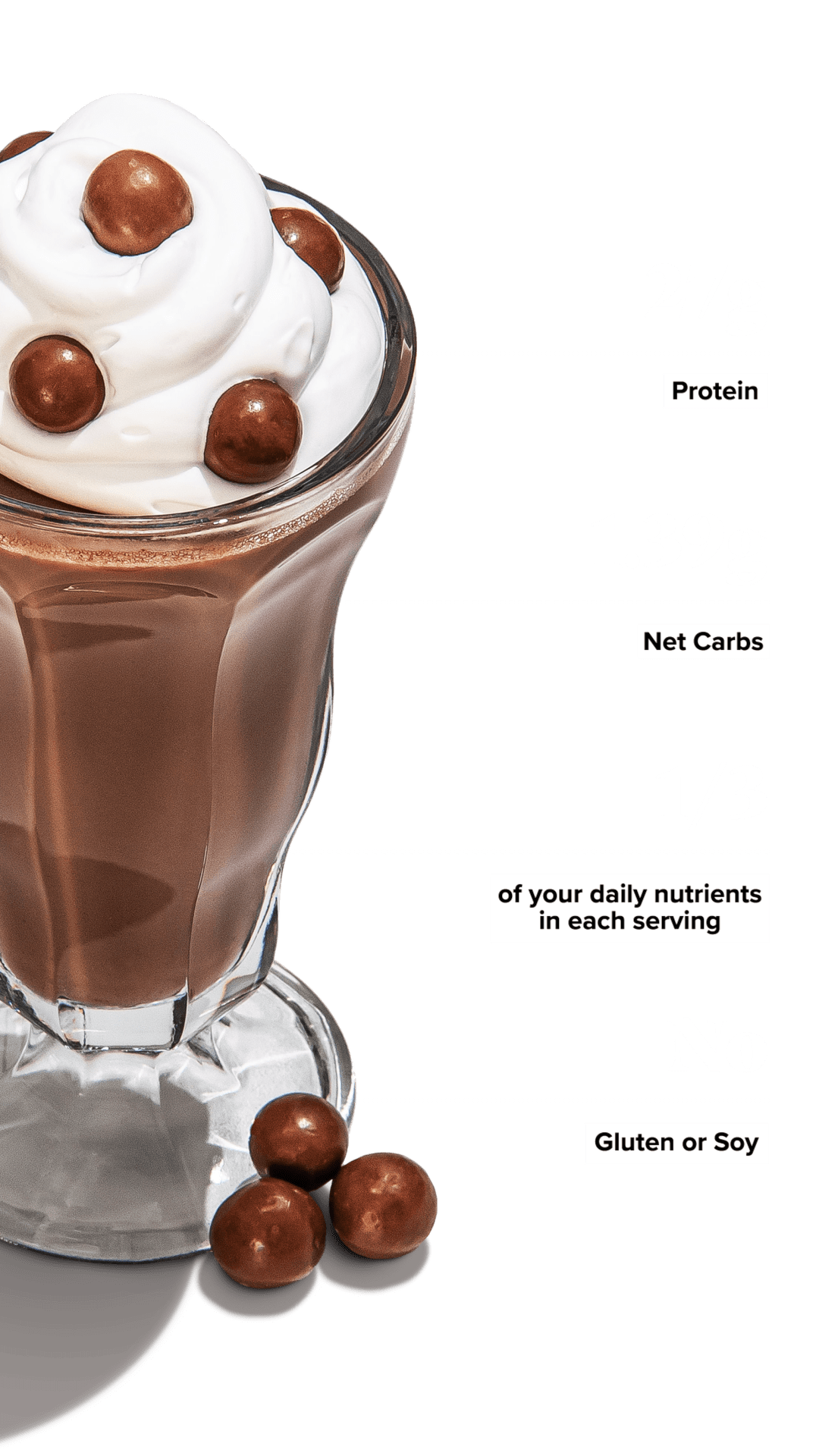 Keto Chow Chocolate Malt shake with macro information