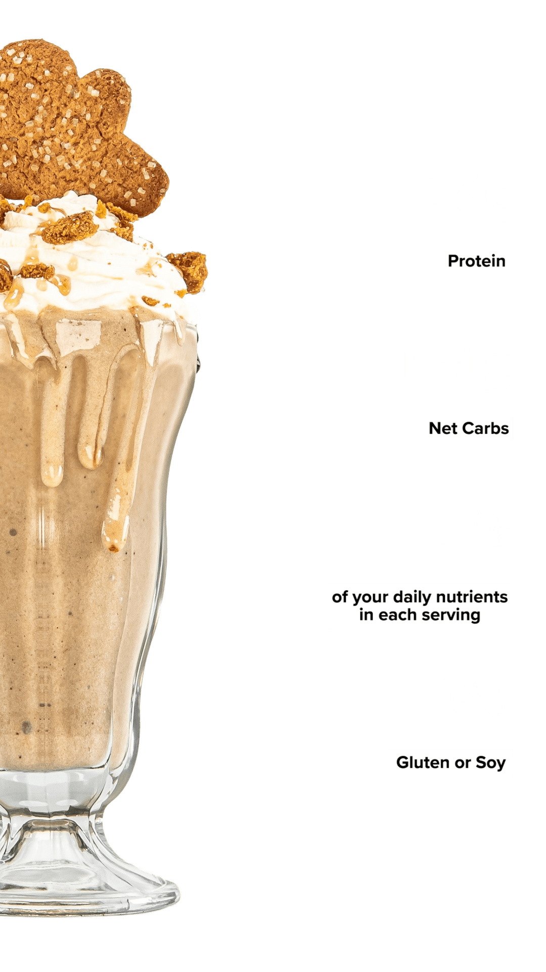Keto Chow Gingerbread shake with macro information