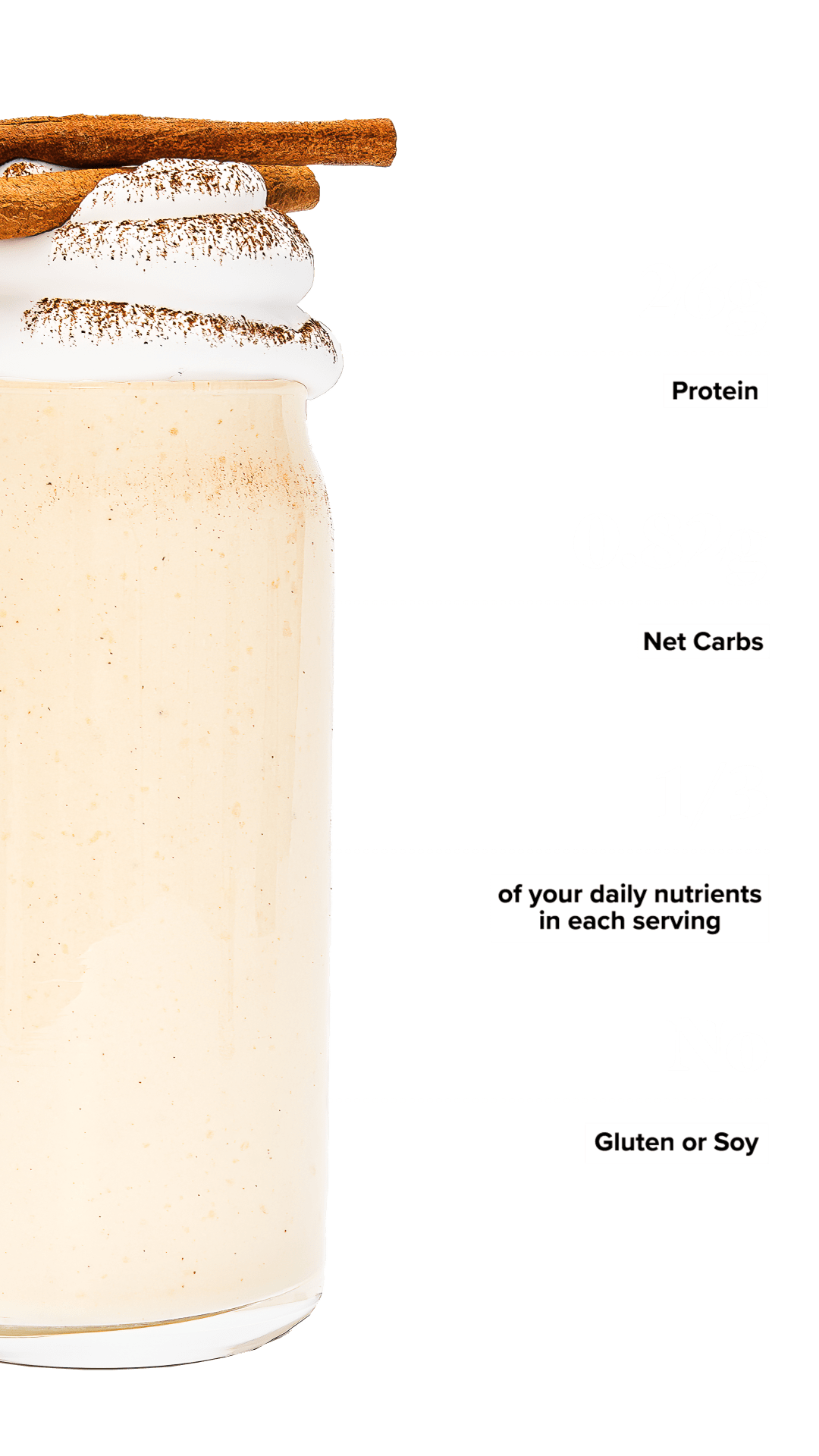 Keto Chow Eggnog shake with macro information
