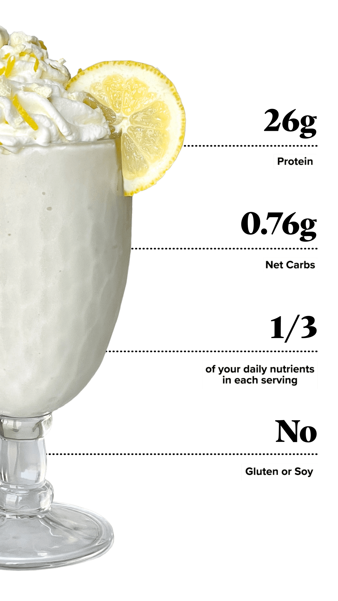 Keto Chow Lemon Meringue shake with macro information