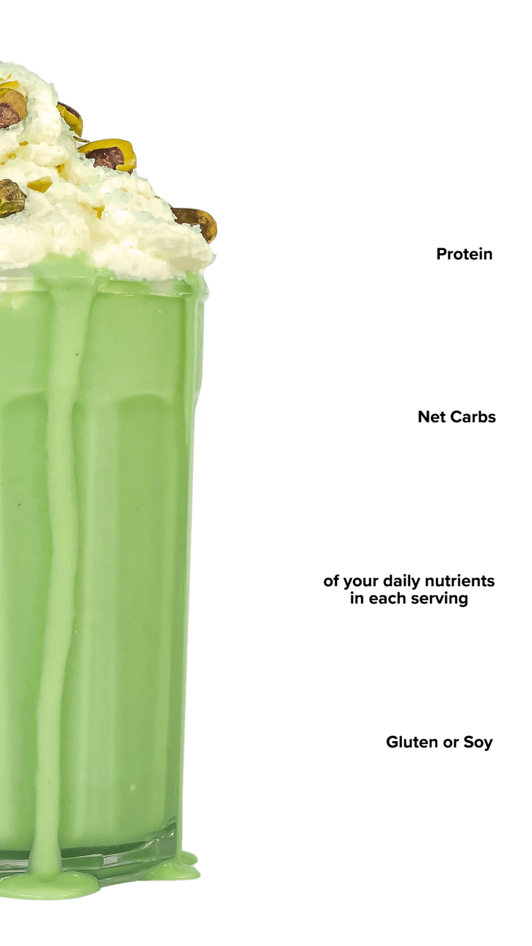 Keto Chow Pistachio shake with macro information