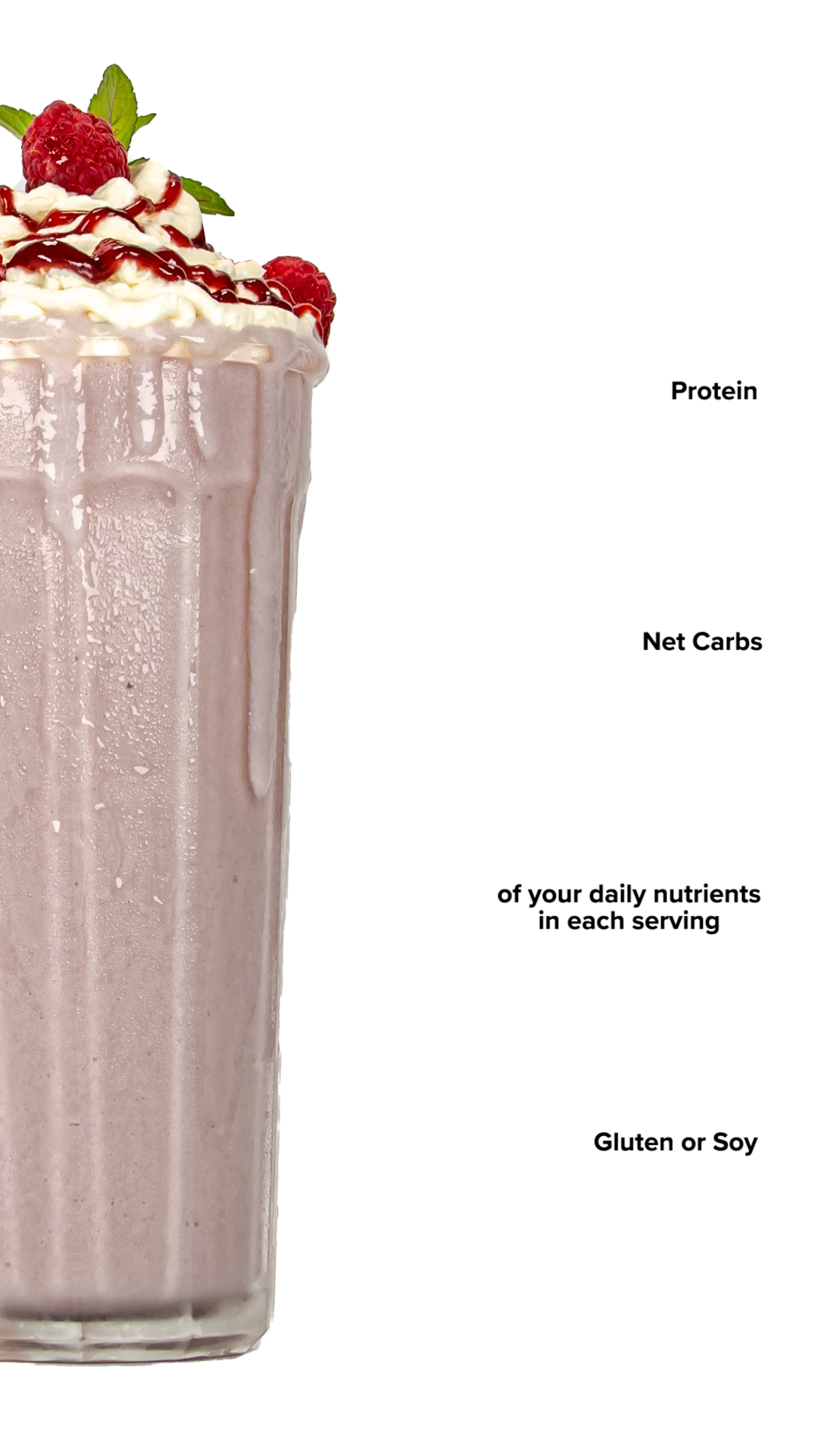 Keto Chow Raspberry Cheesecake shake with macro information