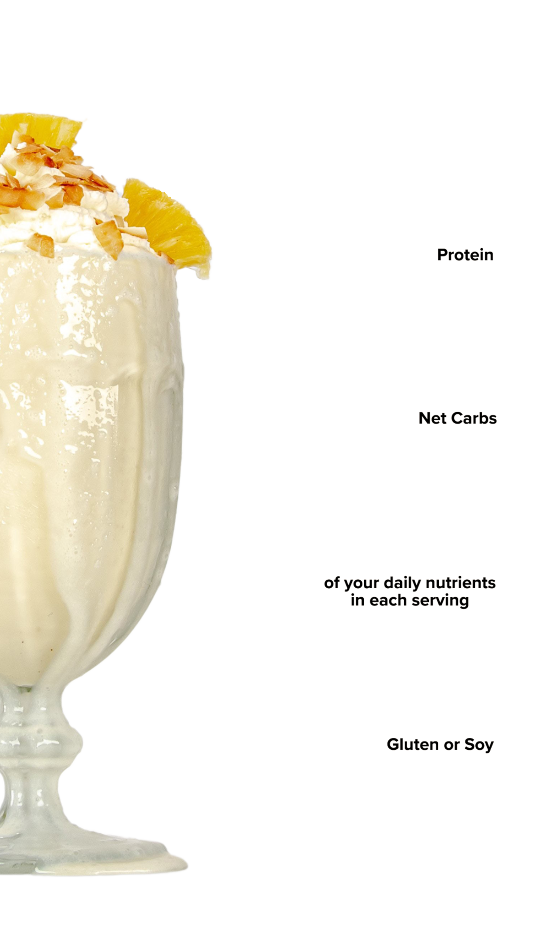 Pina Colada Keto Chow shake with macro information