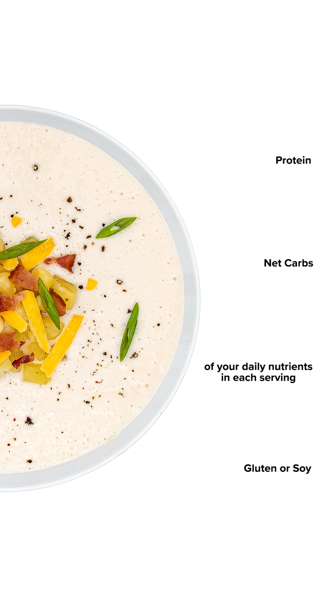Keto Chow Baked Potato Soup Base shake with macro information
