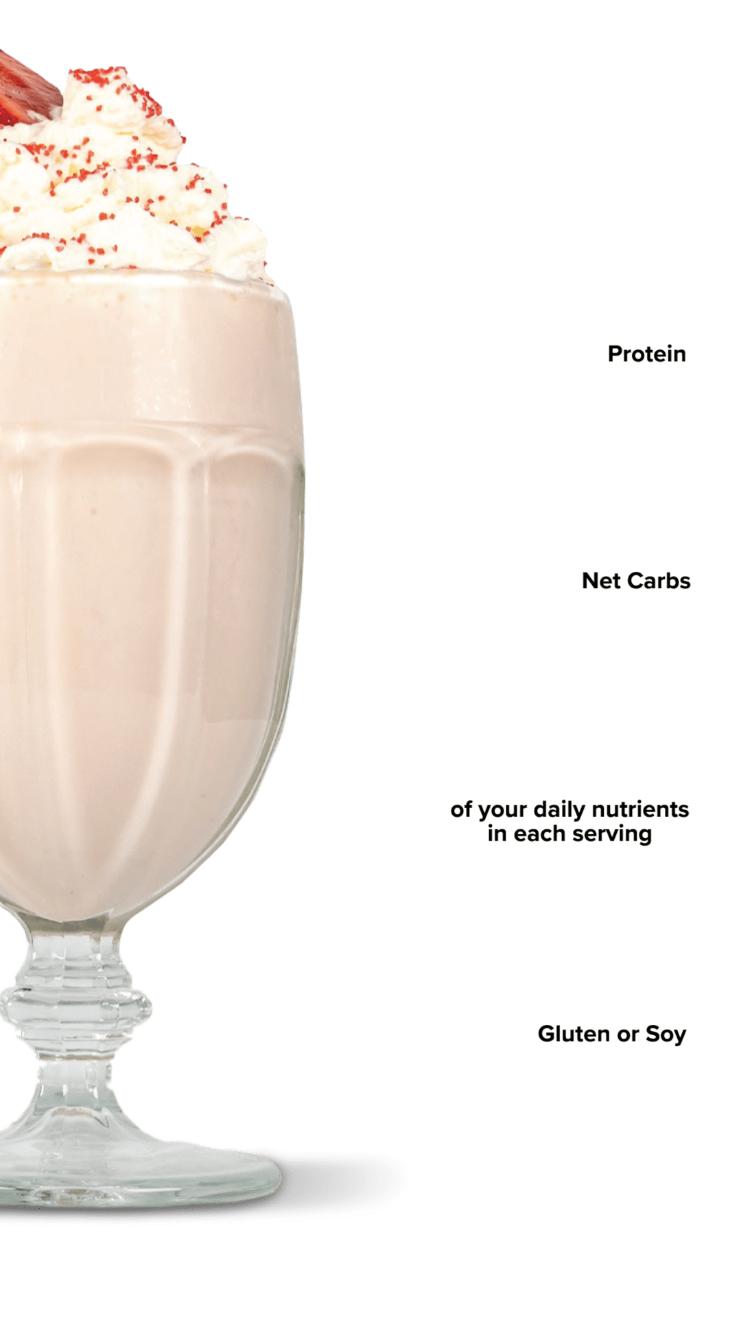 Keto Chow Strawberry Cream shake with macro information