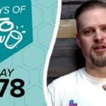 Teal and honeycomb graphic for 100 DAYS OF KETO CHOW, featuring the Keto Chow blender bottle logo and DAY 078. A man speaks on the right.