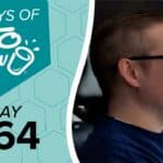 Teal graphic with 100 DAYS OF KETO CHOW in white text and a stylized cup logo. Below, DAY 064 in black text.