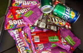 skittles, m&ms, and sprite