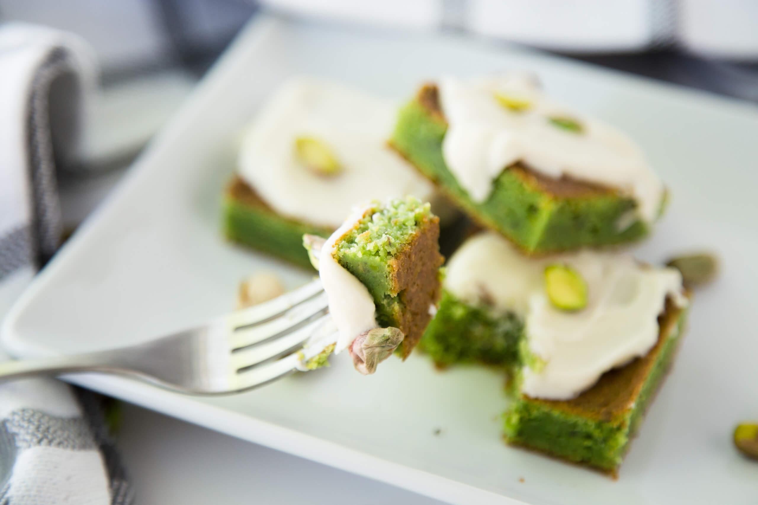 Pistachio Bars with Cream Cheese Frosting