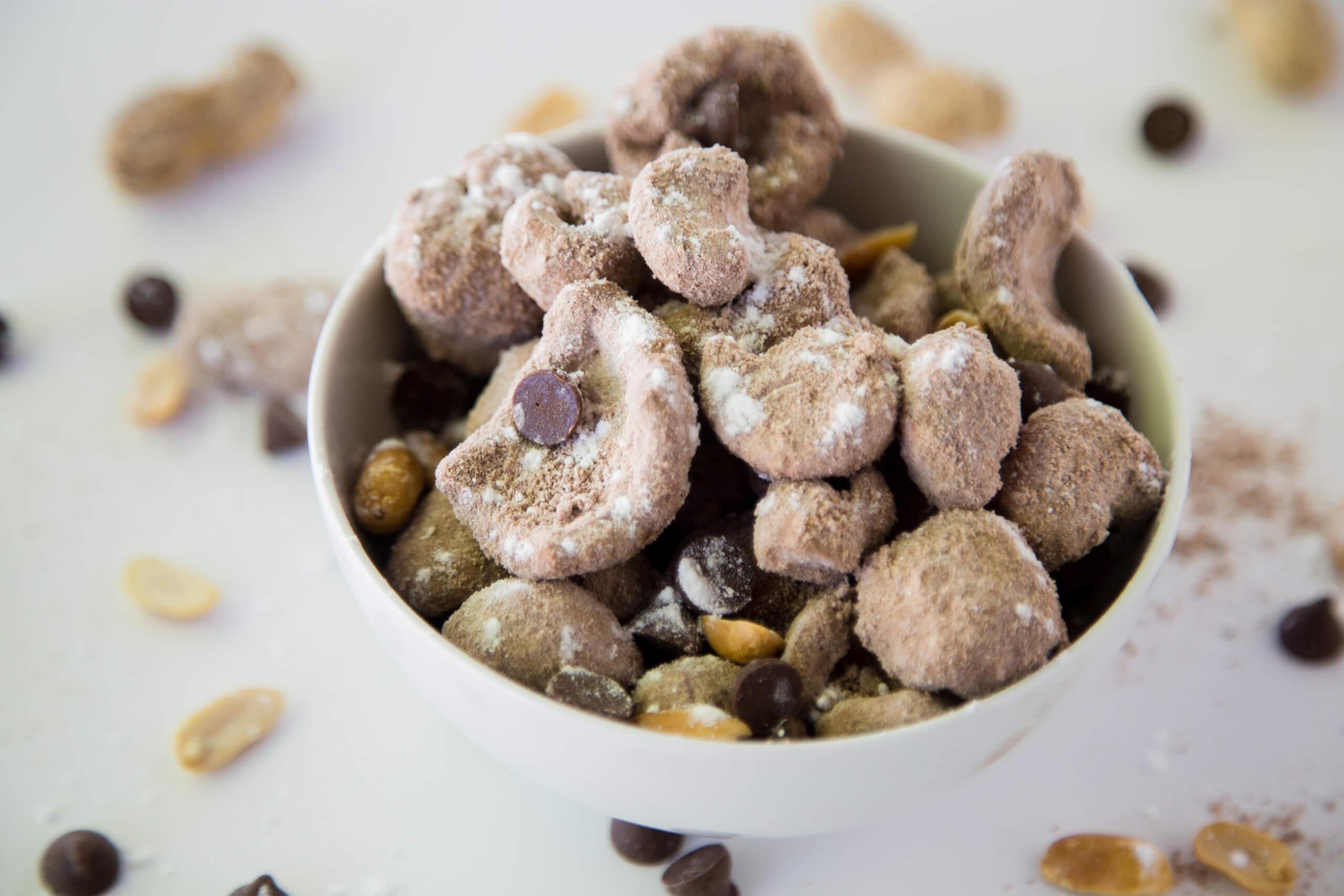 Chocolate-Peanut Butter Keto Muddy Buddies