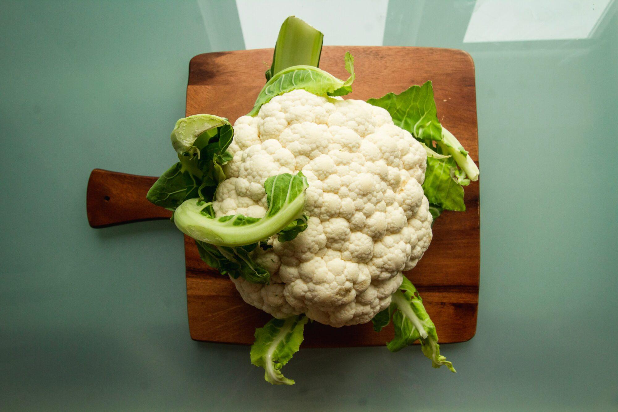 cauliflower on a cutting board