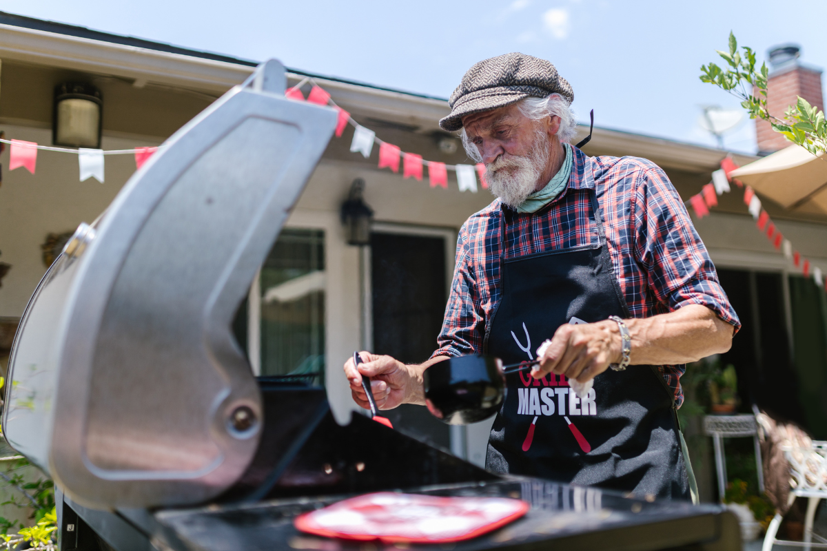 man grilling