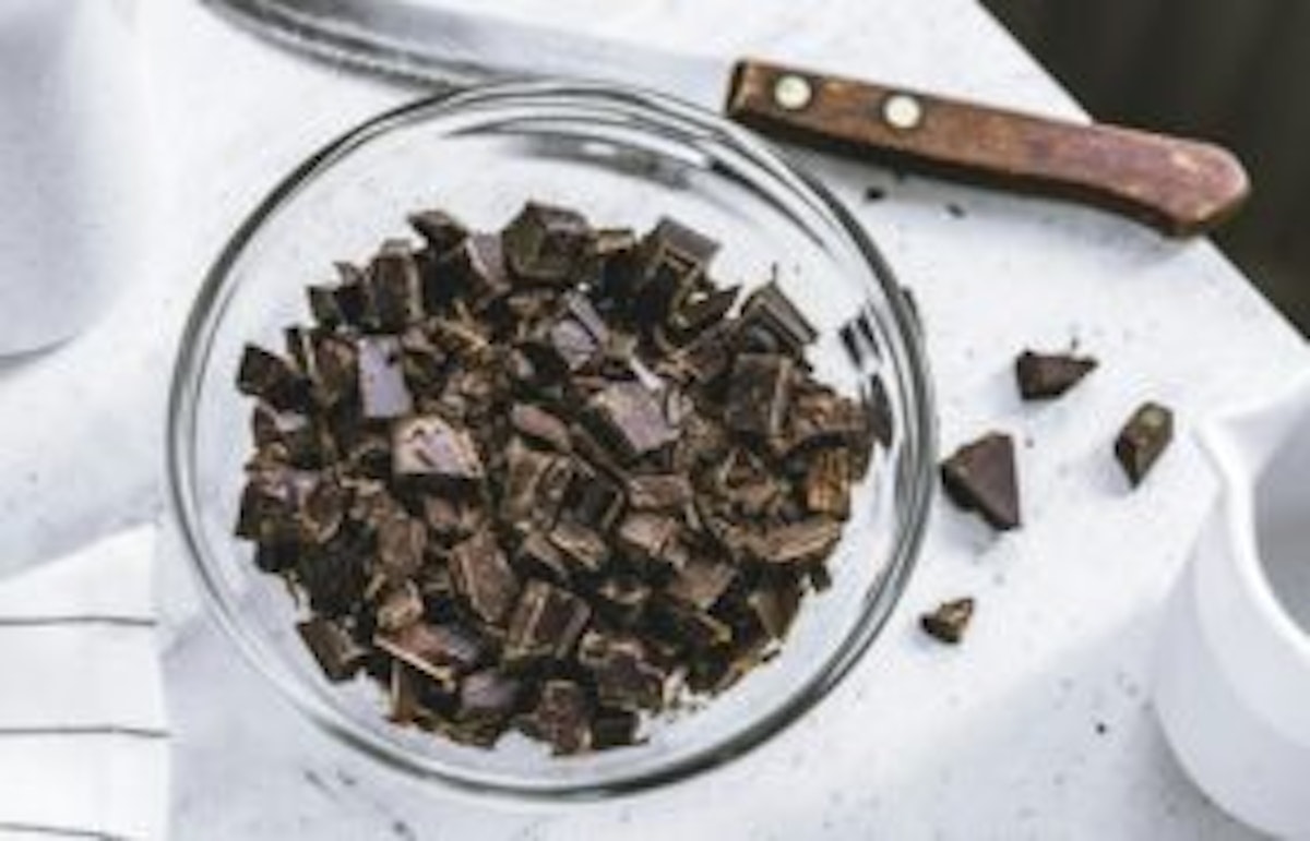 bowl of chopped chocolate