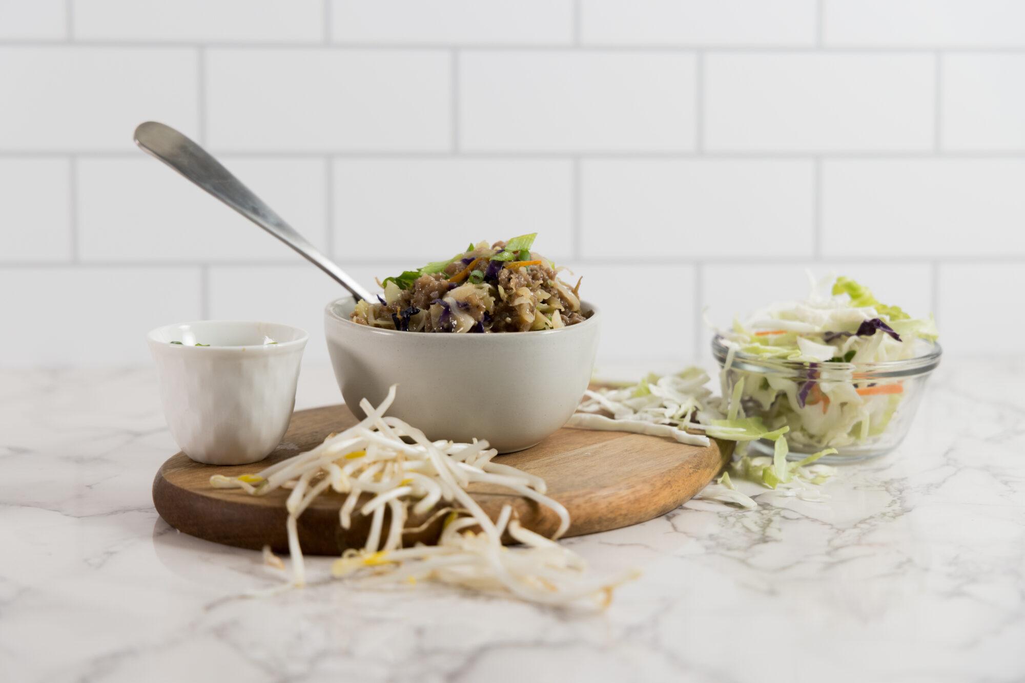 keto egg roll in a bowl