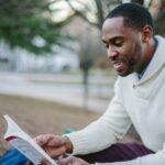 man reading a book