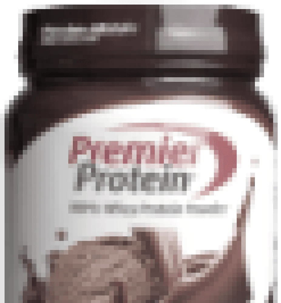A Premier Protein container blurred out