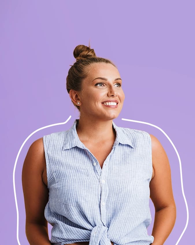 a woman smiling