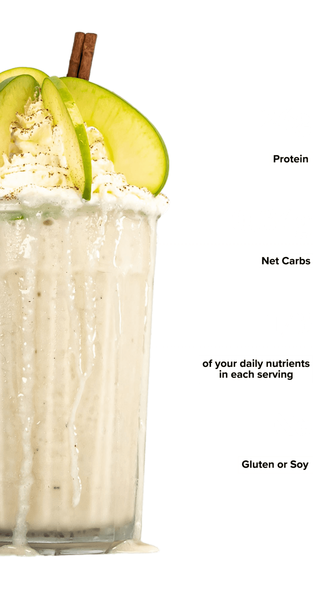 Keto Chow Apple Pie shake with macro information