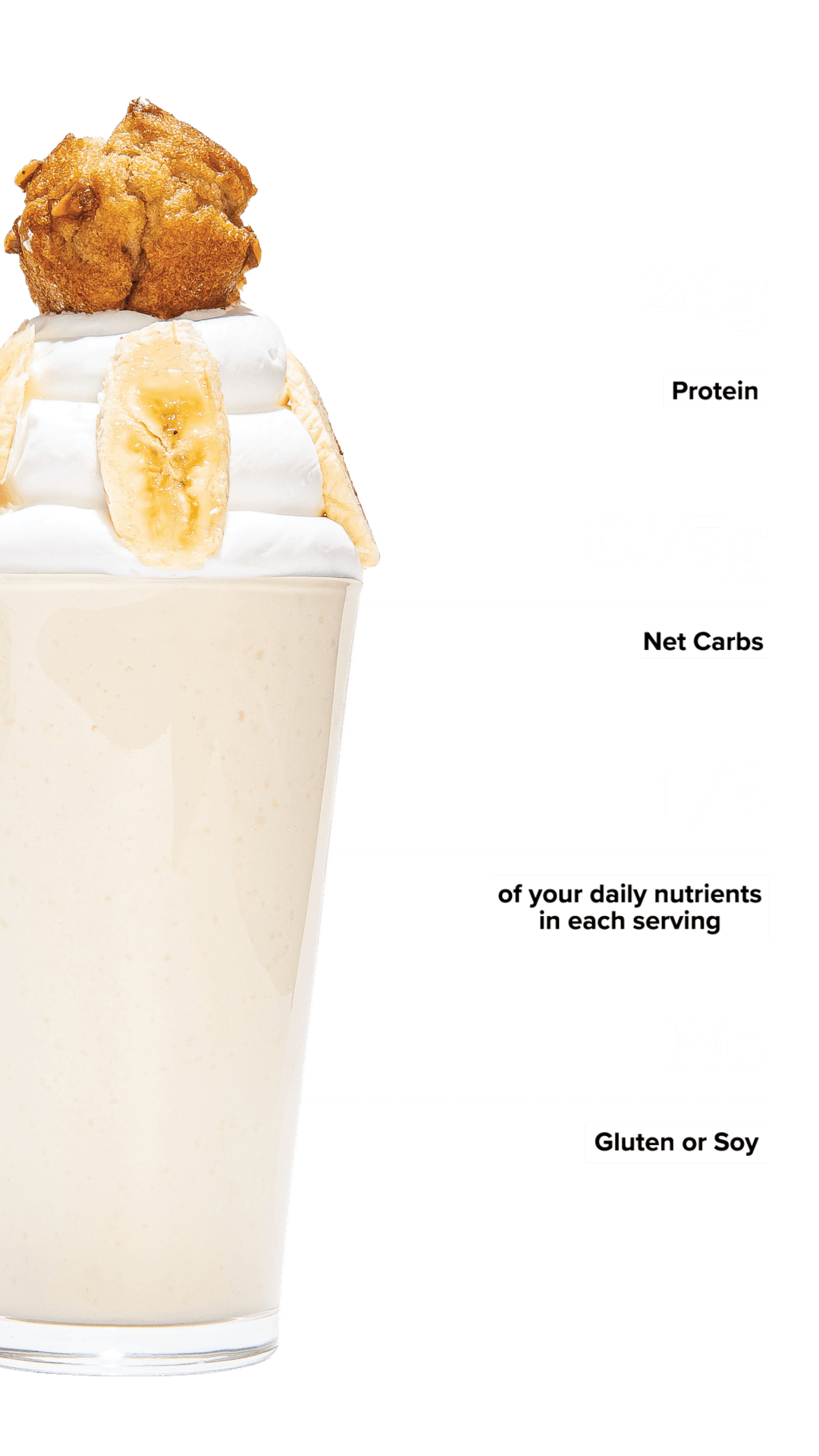 Keto Chow Banana Bread shake with macro information