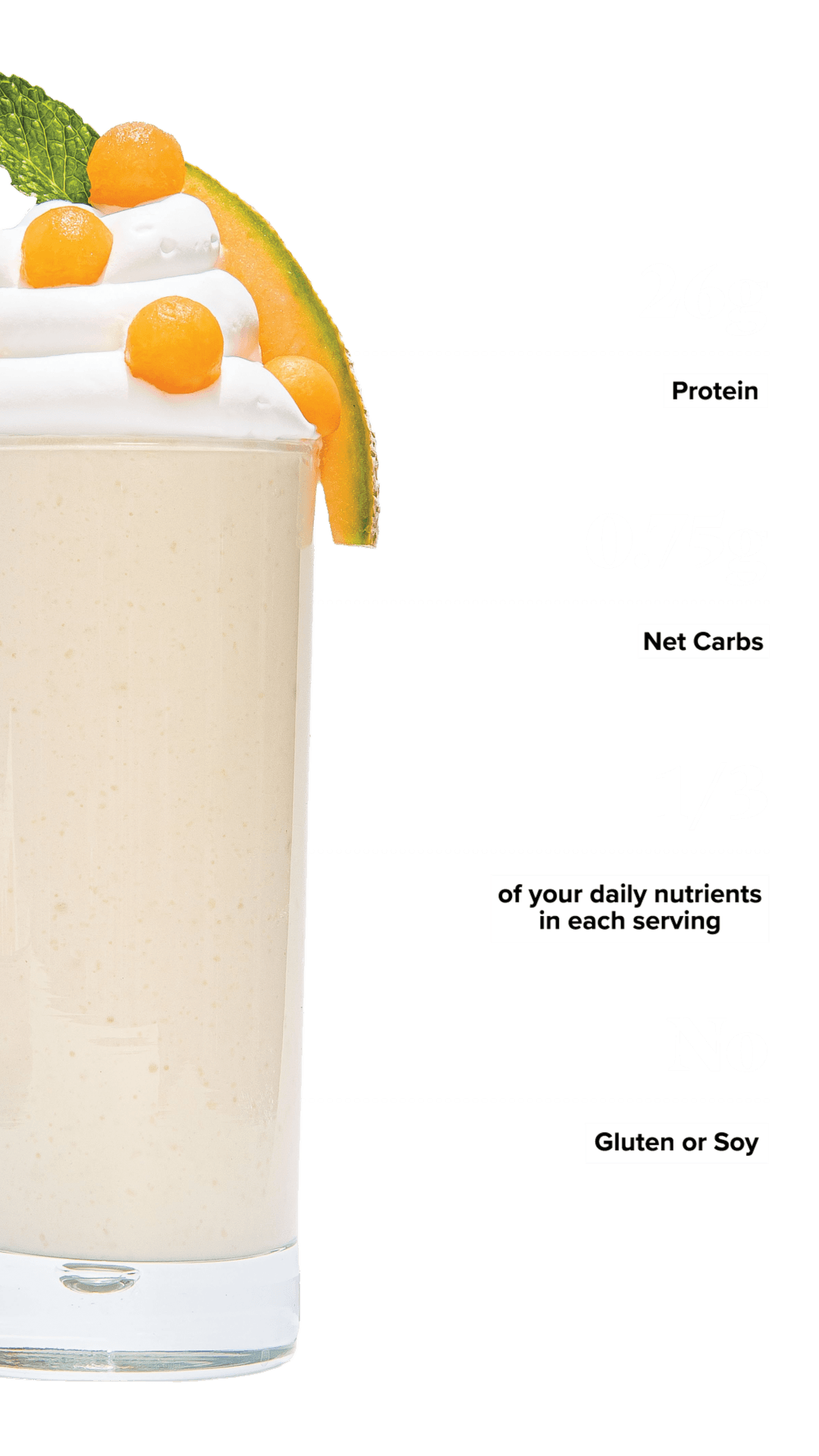 Keto Chow Cantaloupe shake with macro information