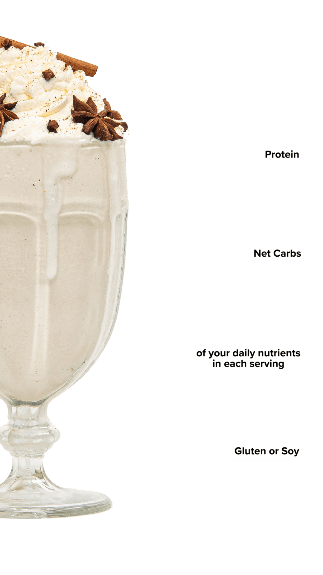 Keto Chow Chai Latte shake with macro information