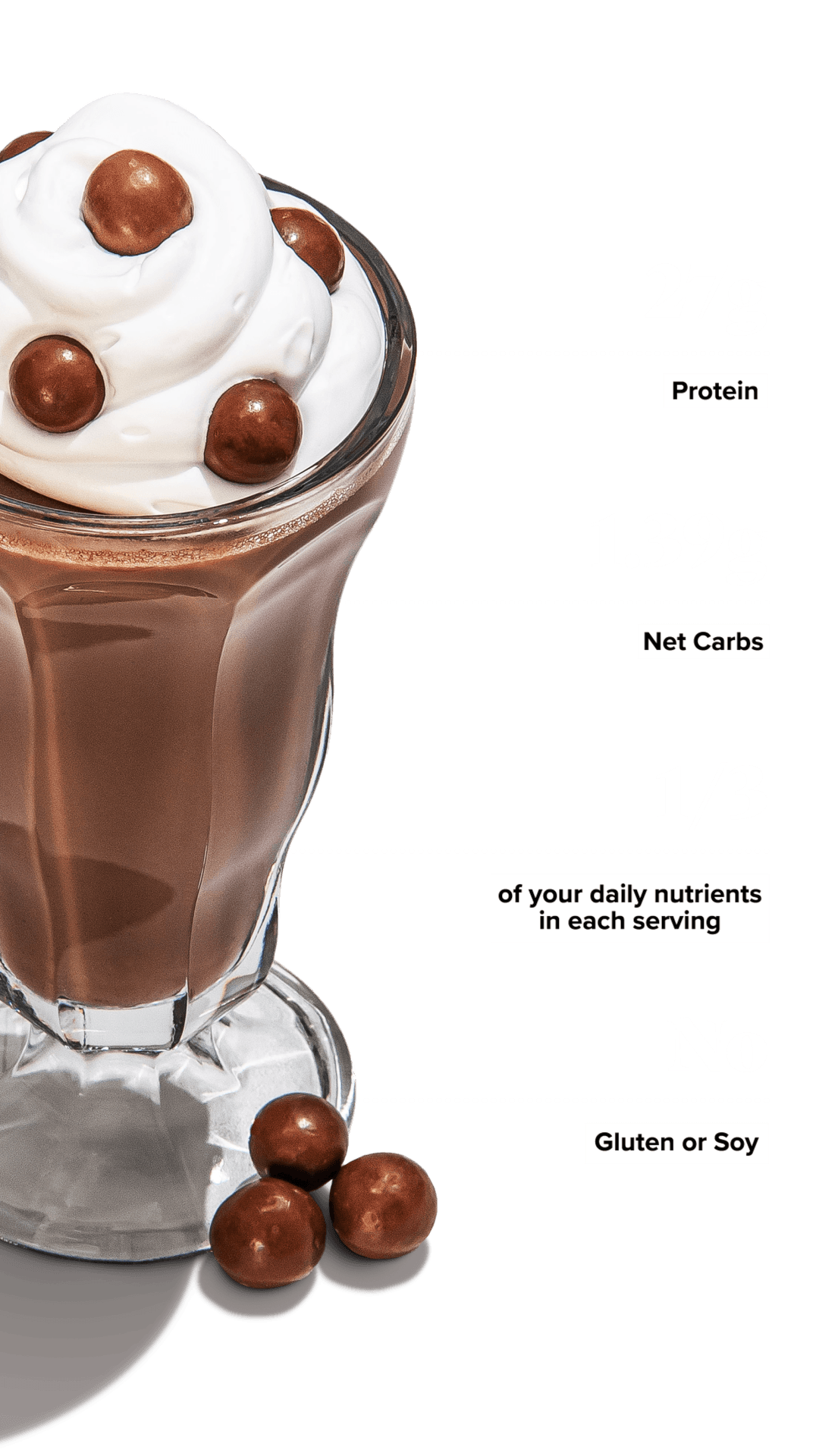 Keto Chow Chocolate Malt shake with macro information