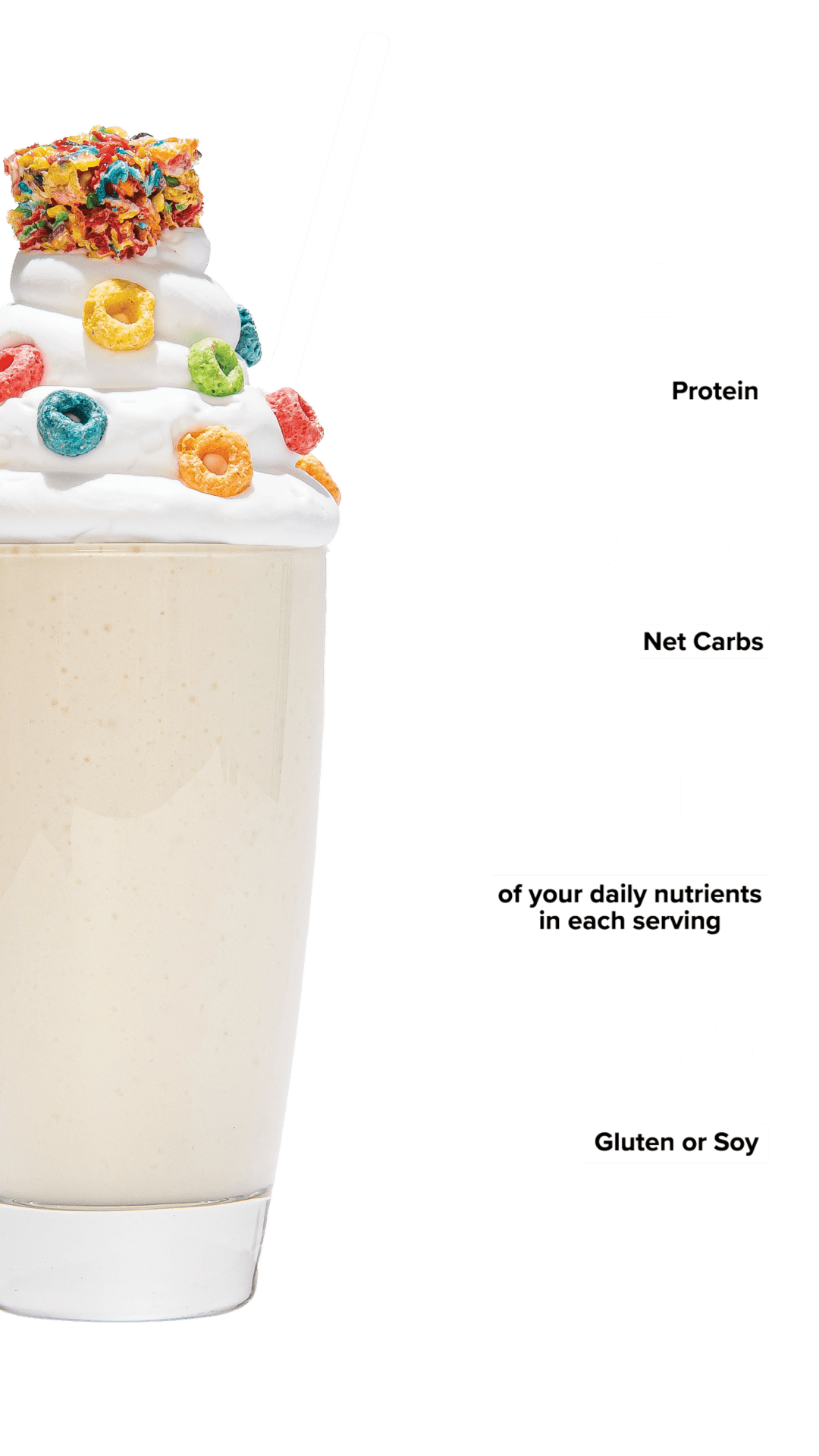 Keto Chow Fruity Cereal shake with macro information