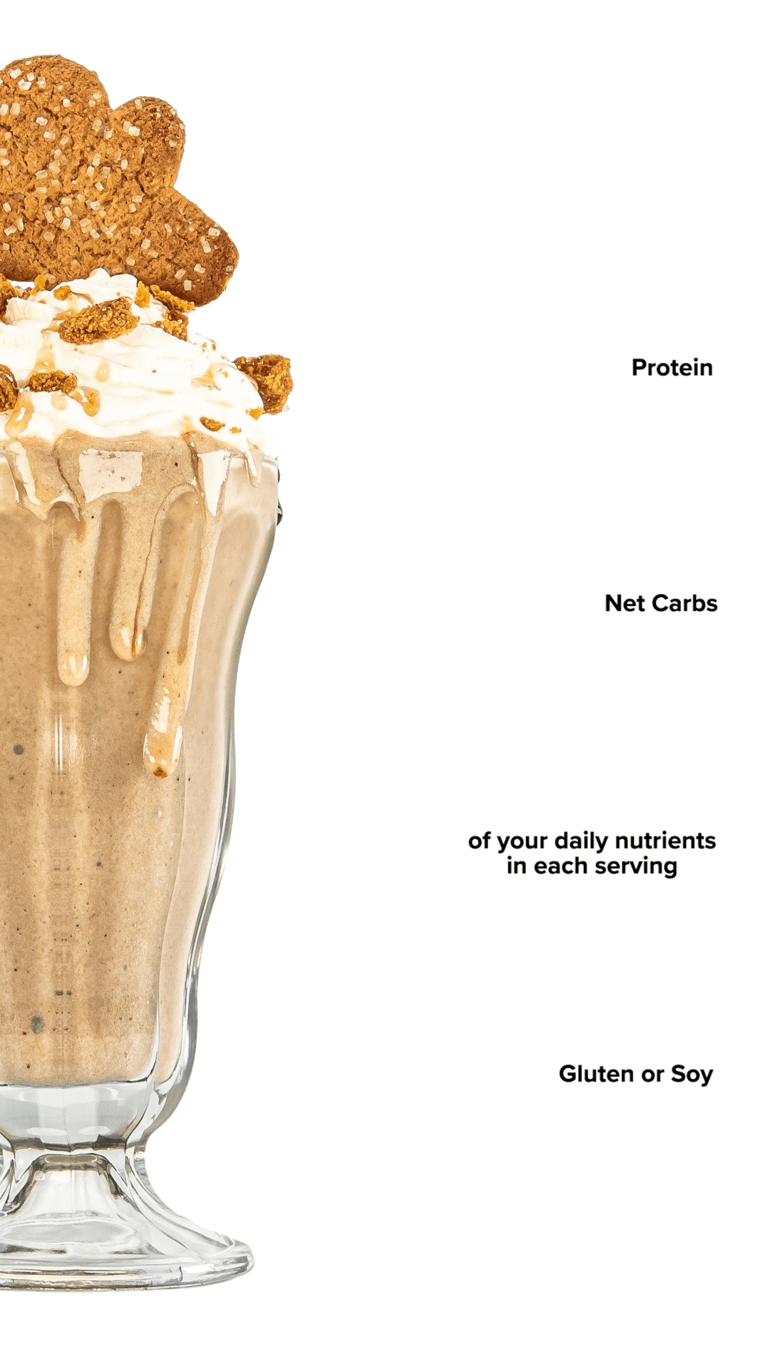 Keto Chow Gingerbread shake with macro information