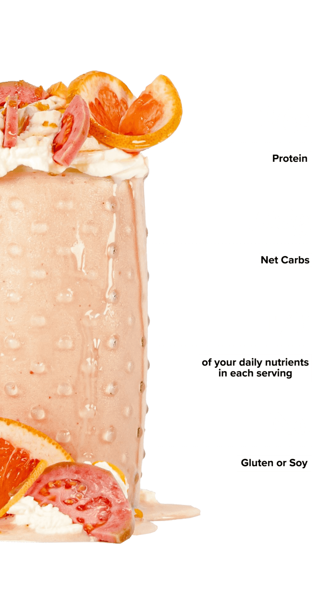 Keto Chow Guava Grapefruit shake with macro information