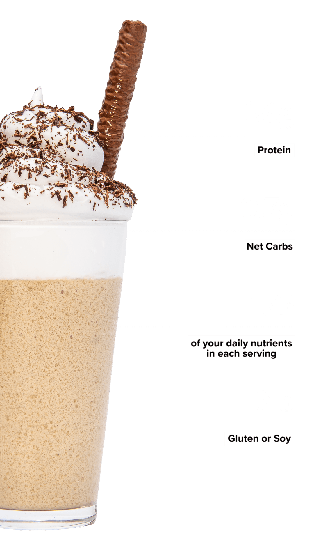 Keto Chow Irish Cream shake with macro information