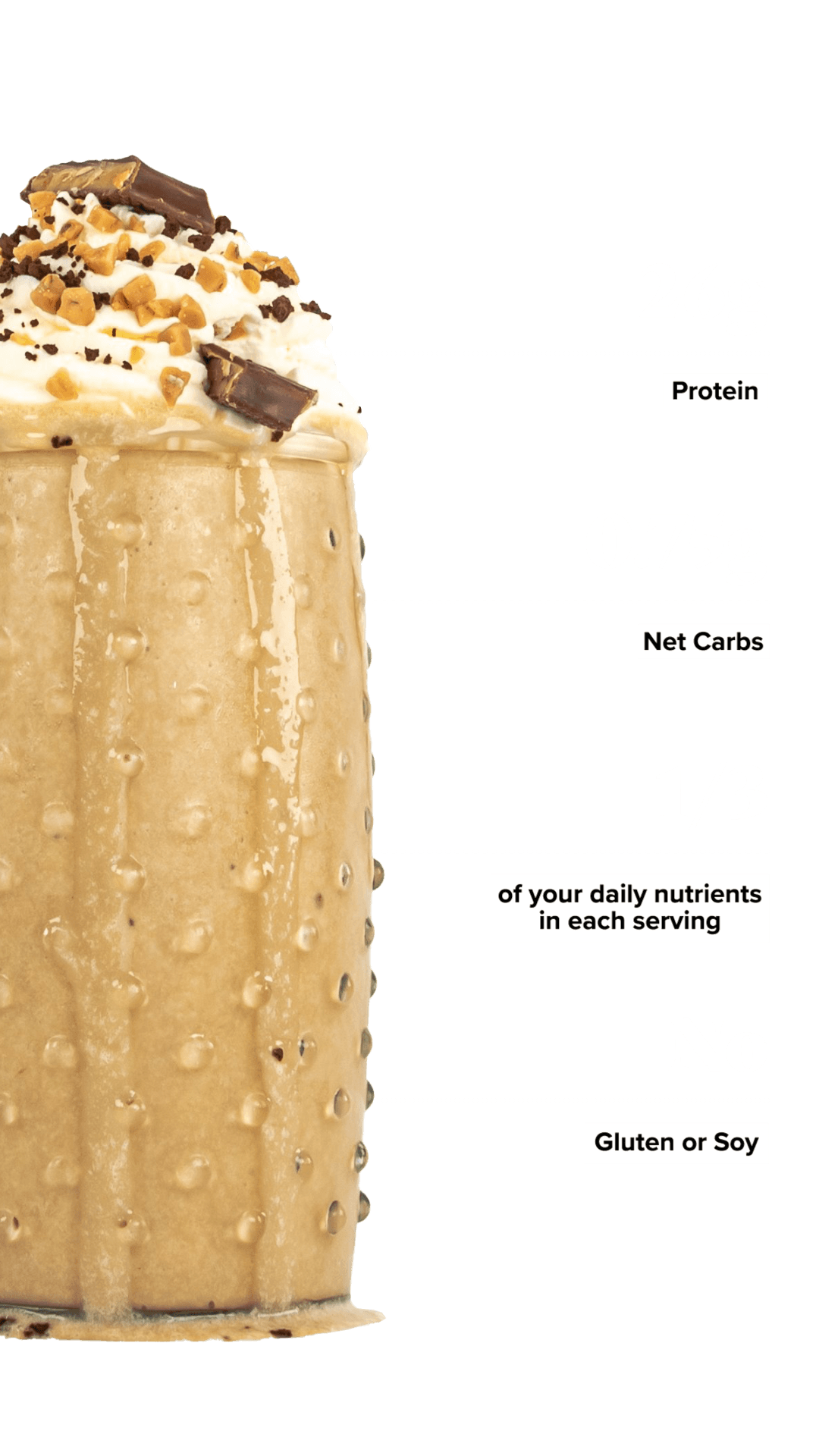 Keto Chow Chocolate Toffee shake with macro information