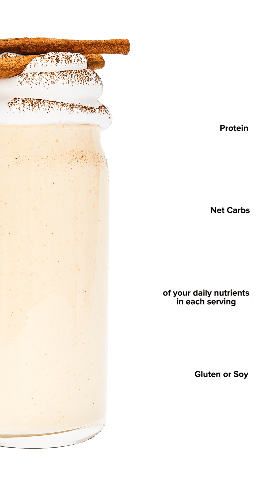 Keto Chow Eggnog shake with macro information