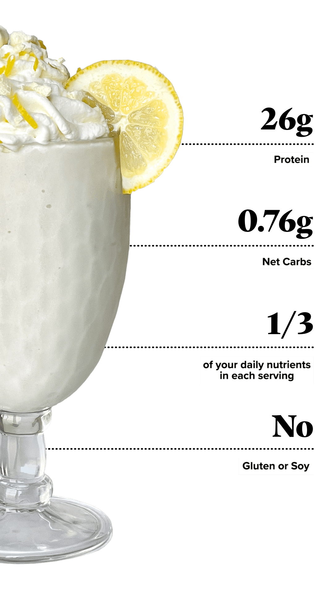 Keto Chow Lemon Meringue shake with macro information