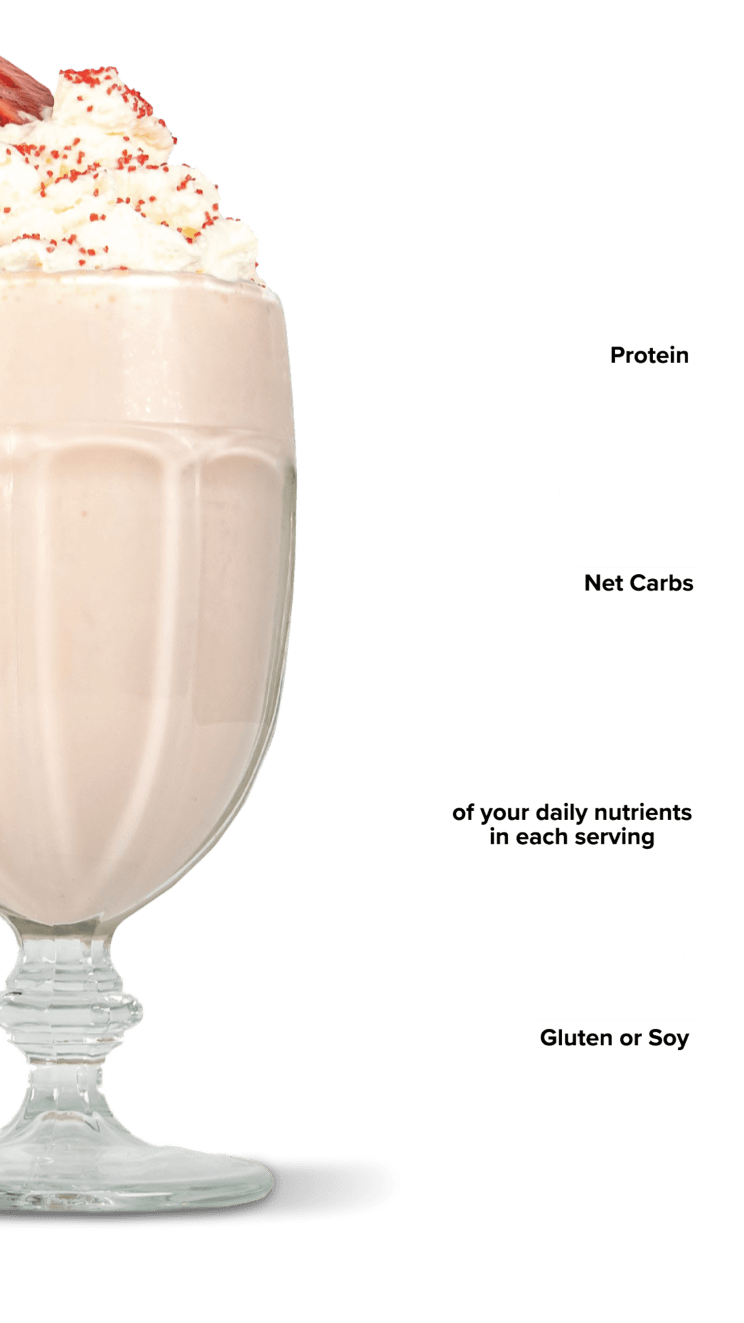 Keto Chow Natural Strawberry shake with macro information