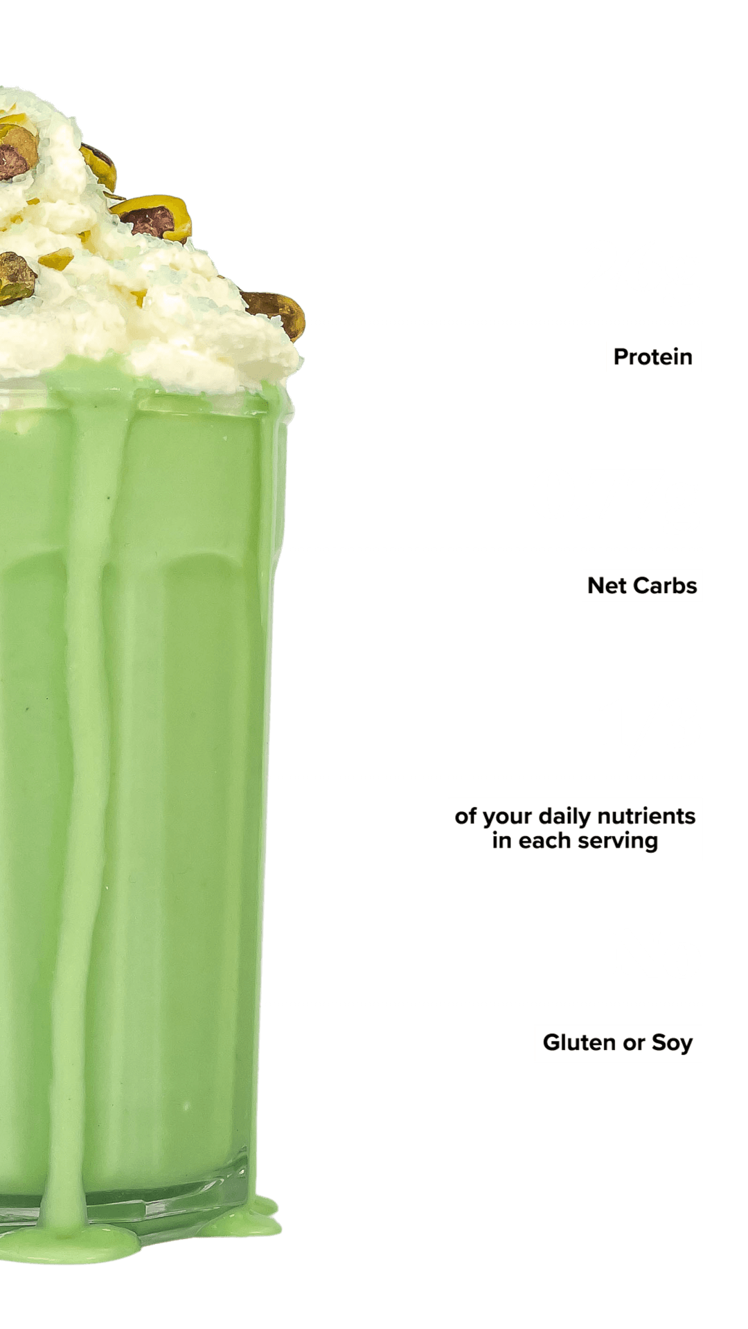 Keto Chow Pistachio shake with macro information
