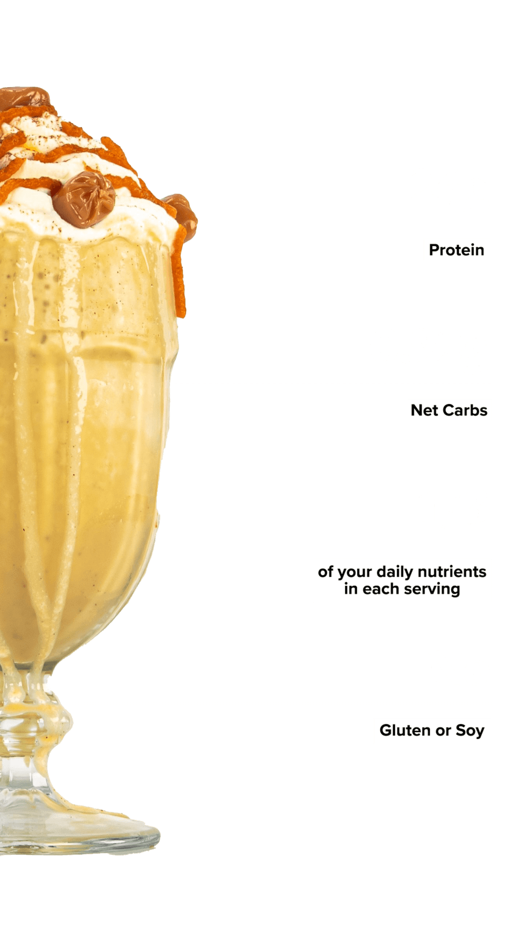Keto Chow Pumpkin Spice Caramel shake with macro information