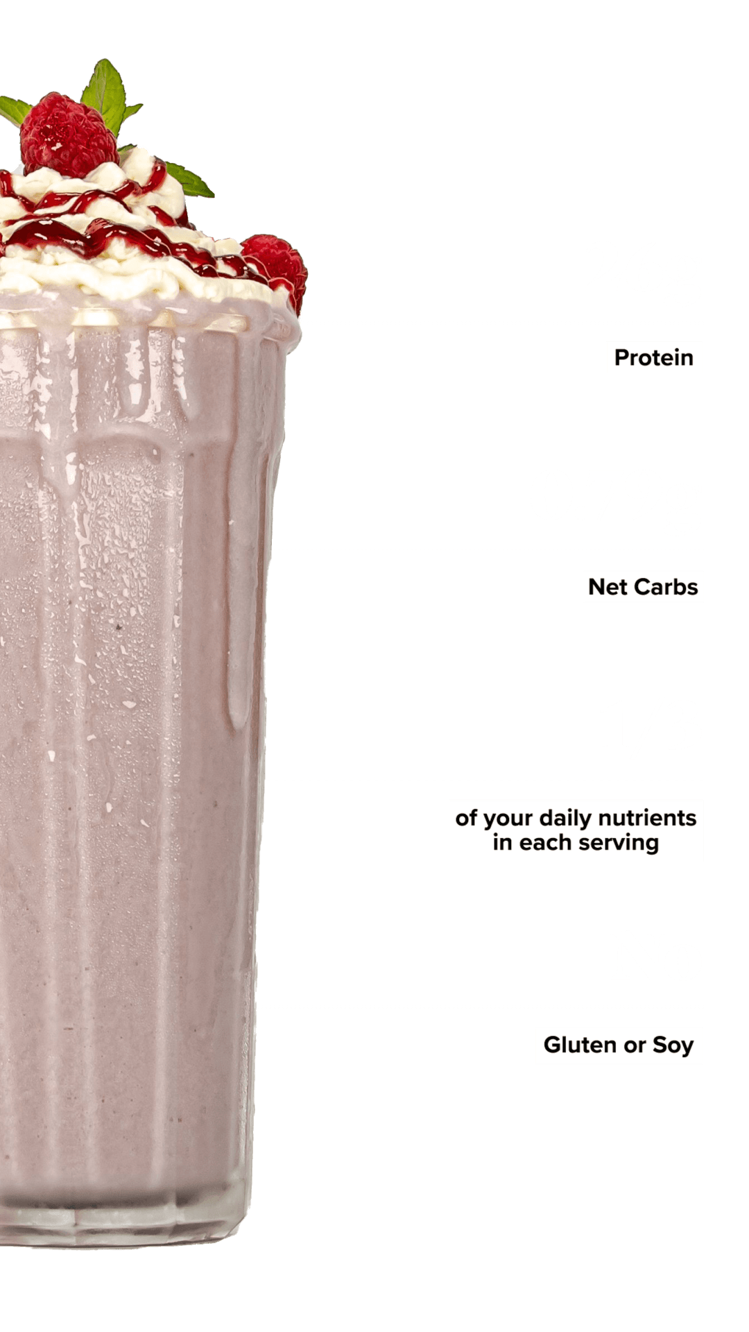 Keto Chow Raspberry Cheesecake shake with macro information