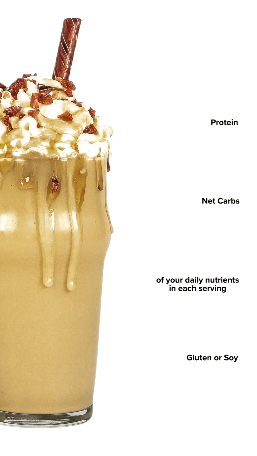 Root Beer Float Keto Chow shake with macro information