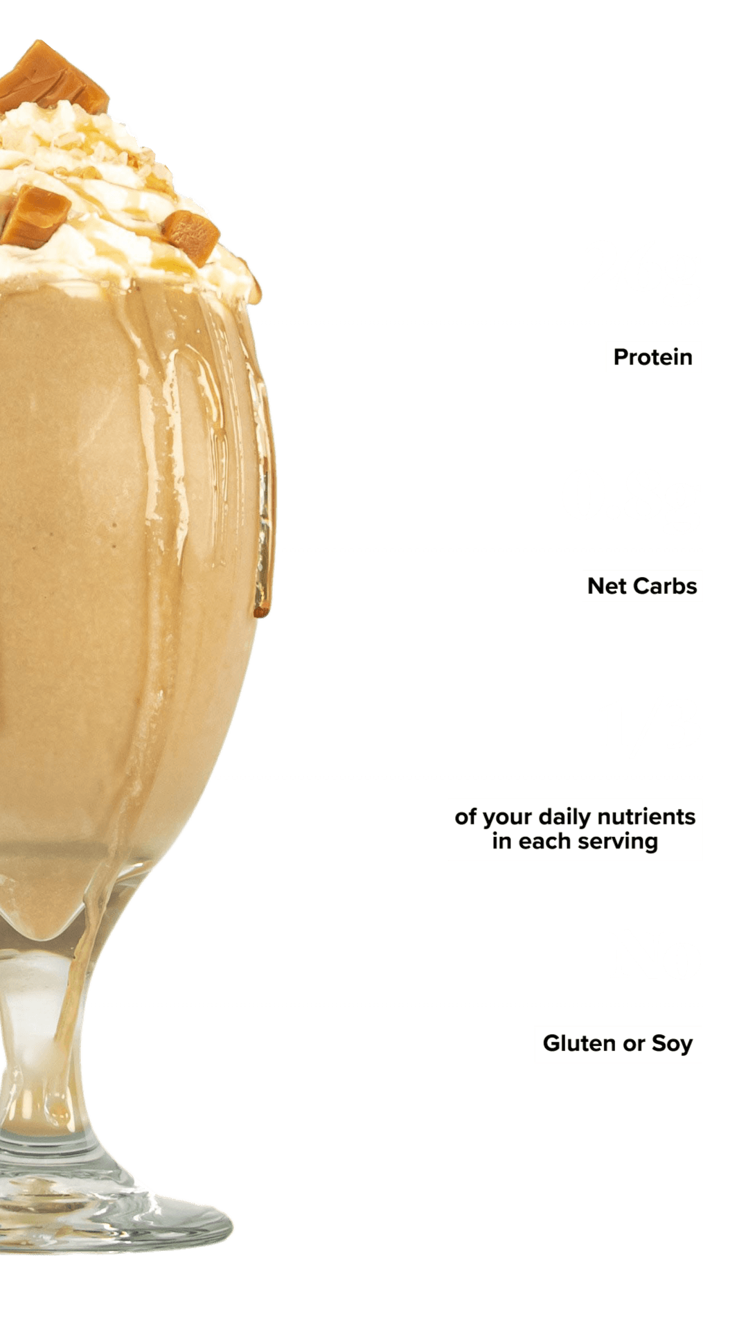 Keto Chow Salted Caramel shake with macro information
