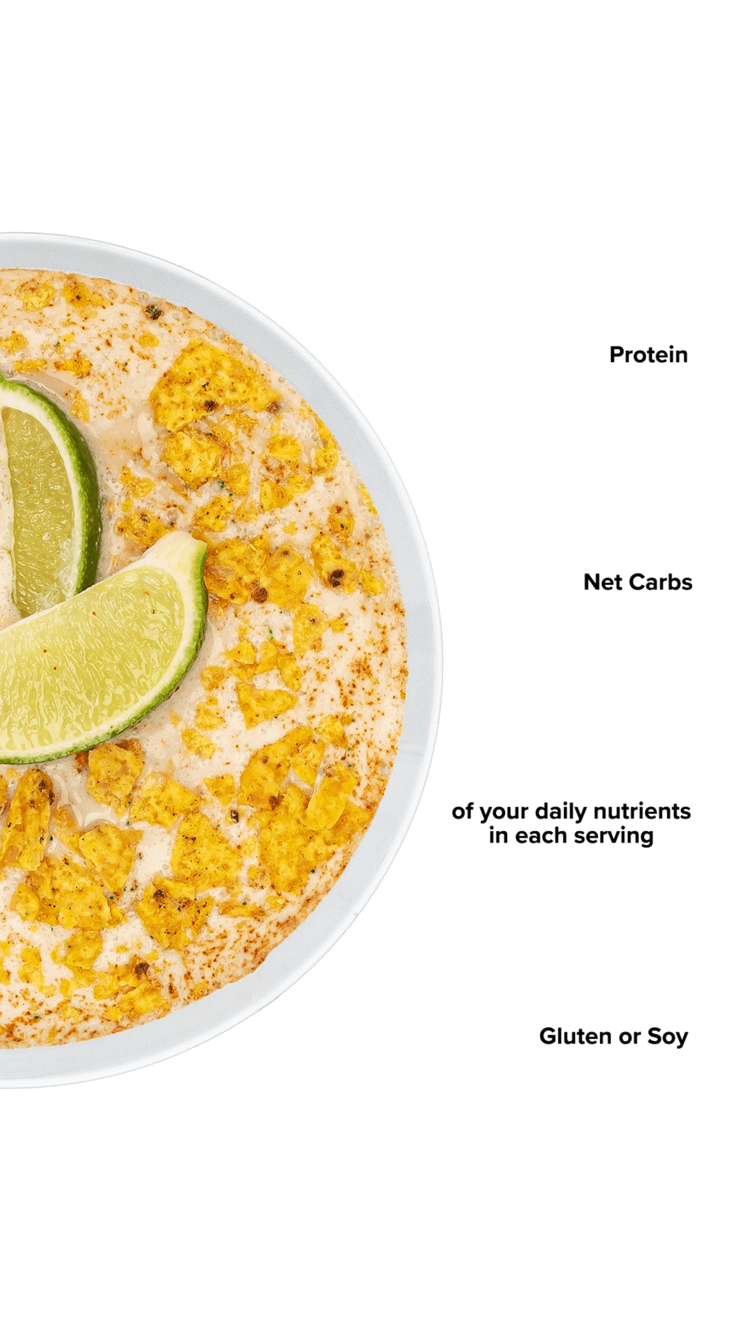 Keto Chow Spicy Taco Soup Base shake with macro information