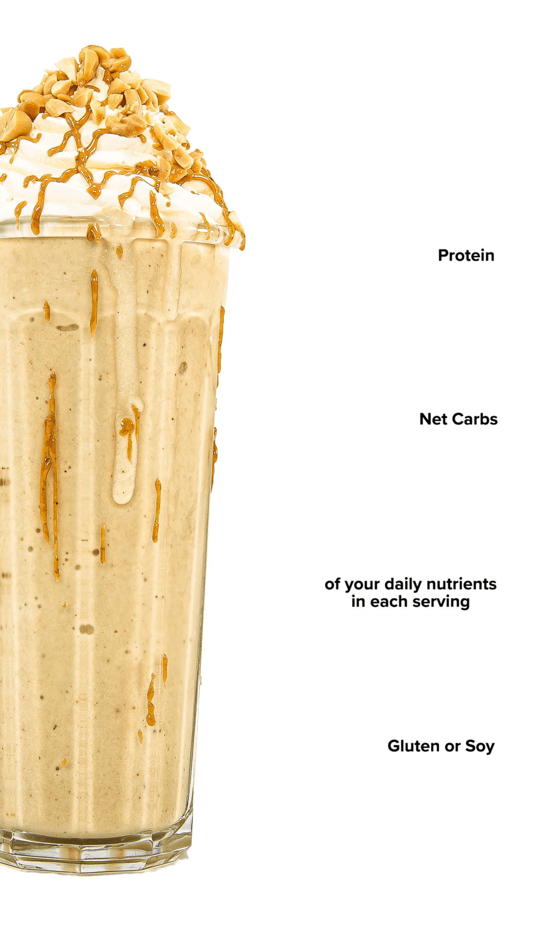 Keto Chow Peanut Butter shake with macro information