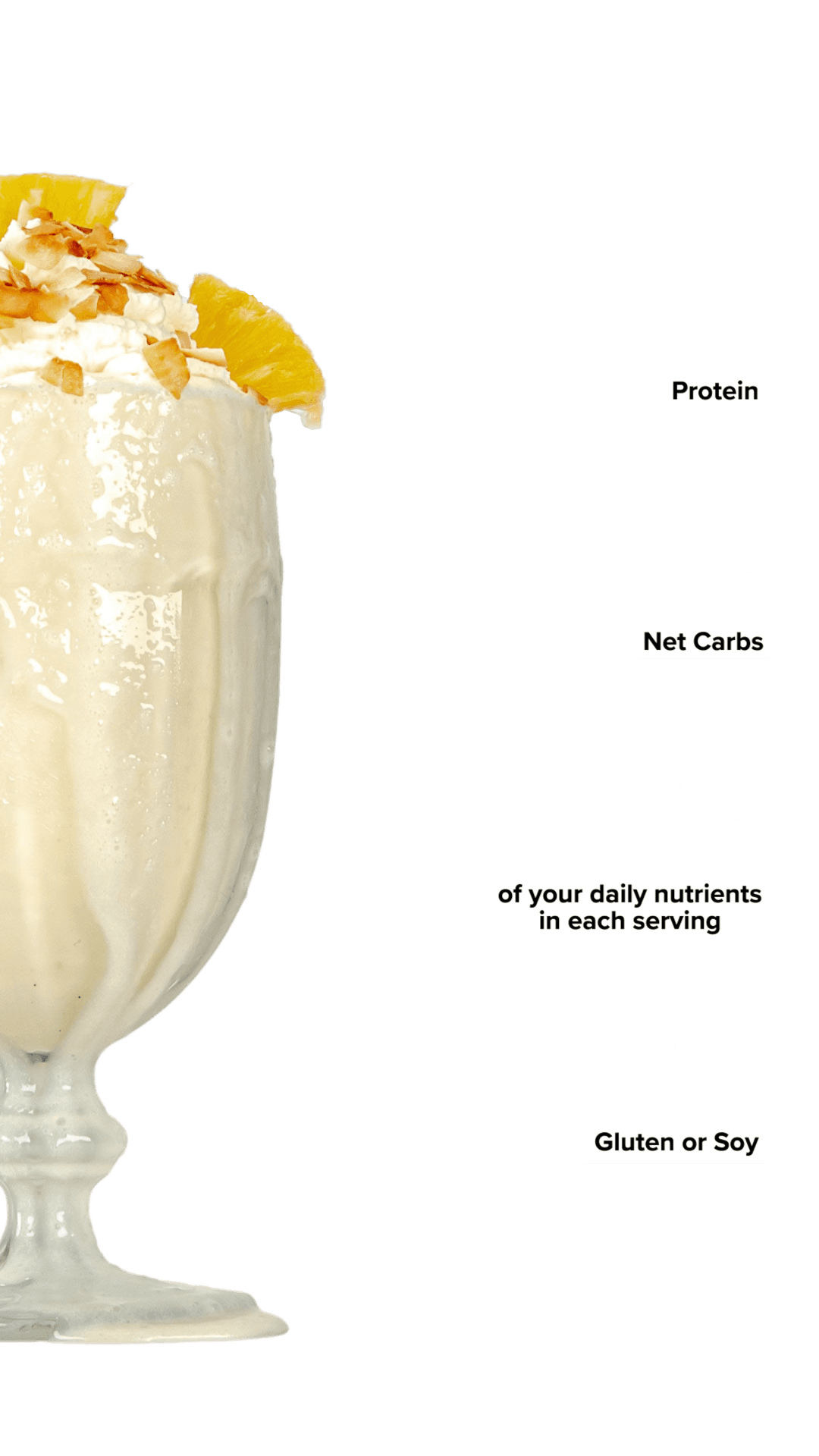Pina Colada Keto Chow shake with macro information