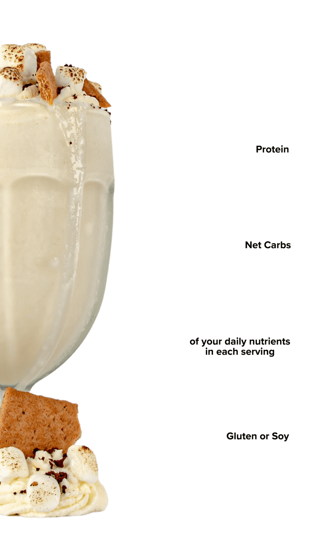Keto Chow S’mores shake with macro information