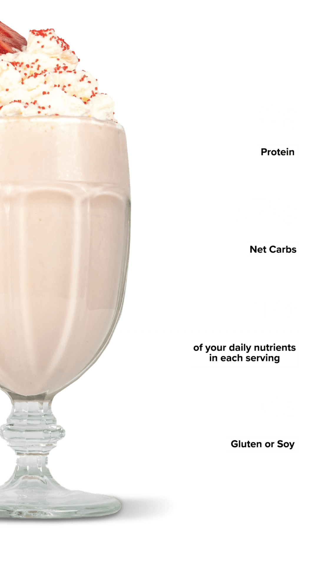 Keto Chow Strawberry Cream shake with macro information